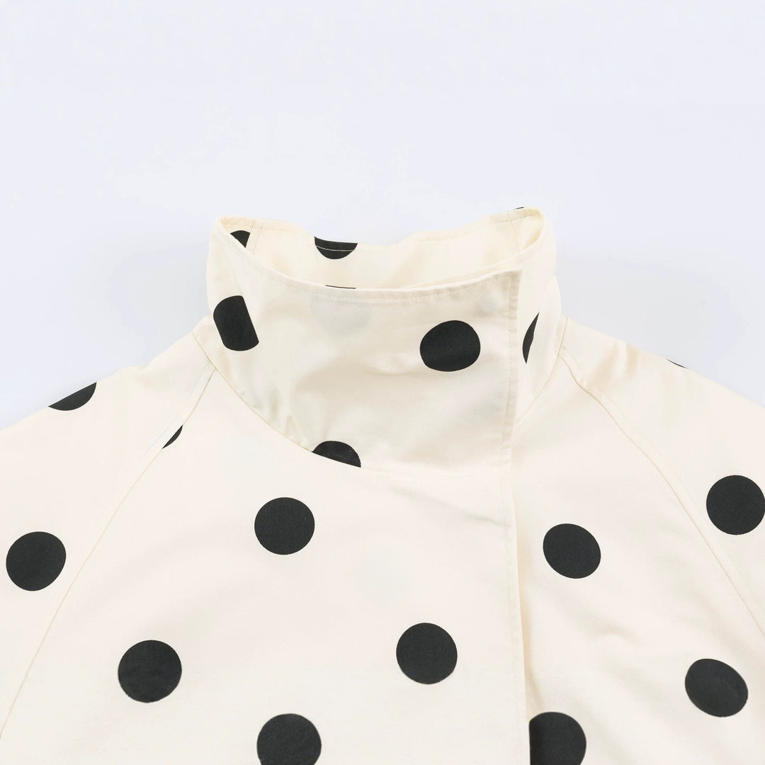 Women's dotted short jacket with high stand-up collar, elastic hem, and practical side pockets Mune Fashion