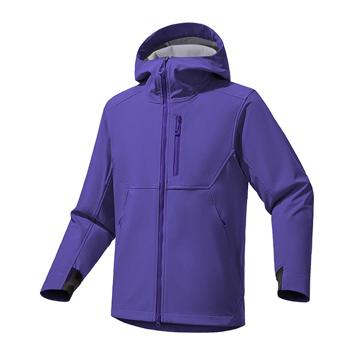 Men's softshell hooded sweatshirt jacket with stretch windbreak, ergonomic cut and chest zipper Mune Fashion