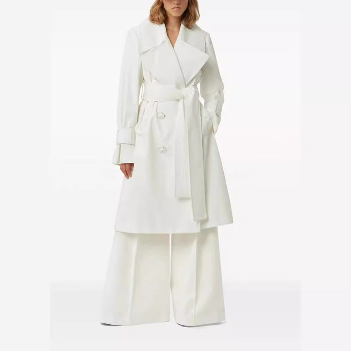 Women's trench coat with wide lapels and waist belt Mune Fashion