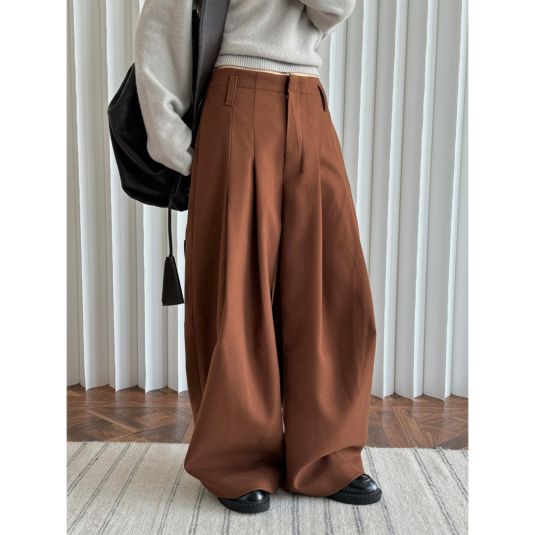 Women's wide high-waisted pleated trousers with wide leg Mune Fashion