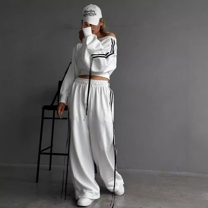 Women's loose Relax leisure pants with drawstring, elastic comfort waistband, and side decorative seams Mune Fashion