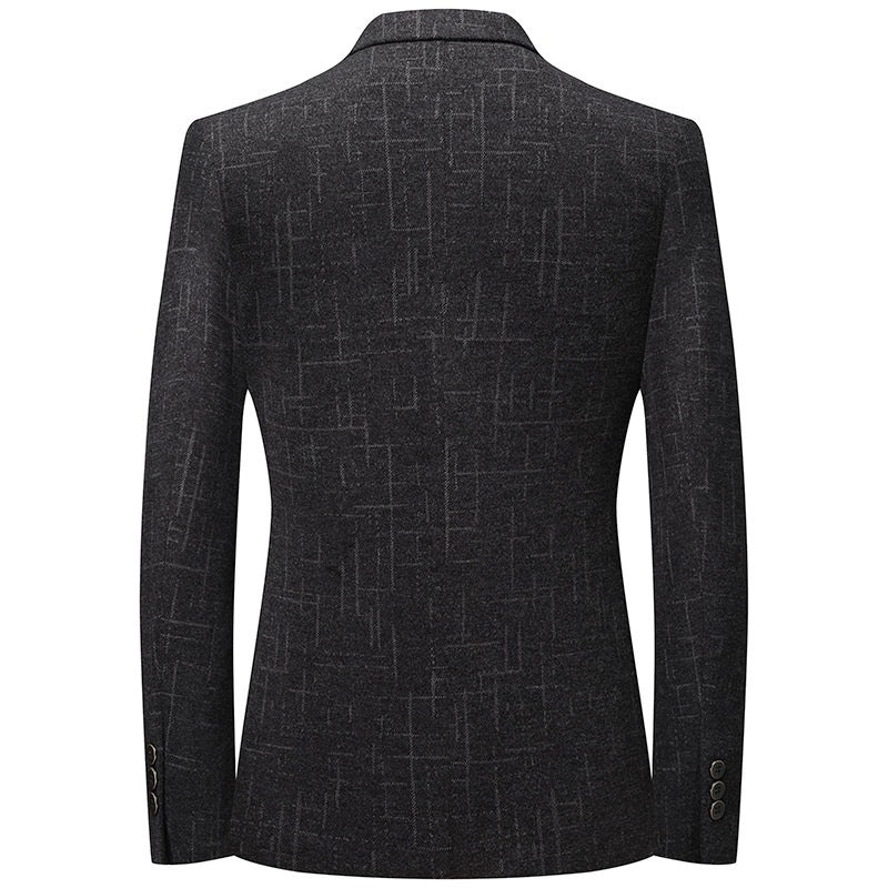 Men's Elegant Slim-Fit Blazer made of Wool Blend with Geometric Structure and Light Thermal Lining Mune Fashion
