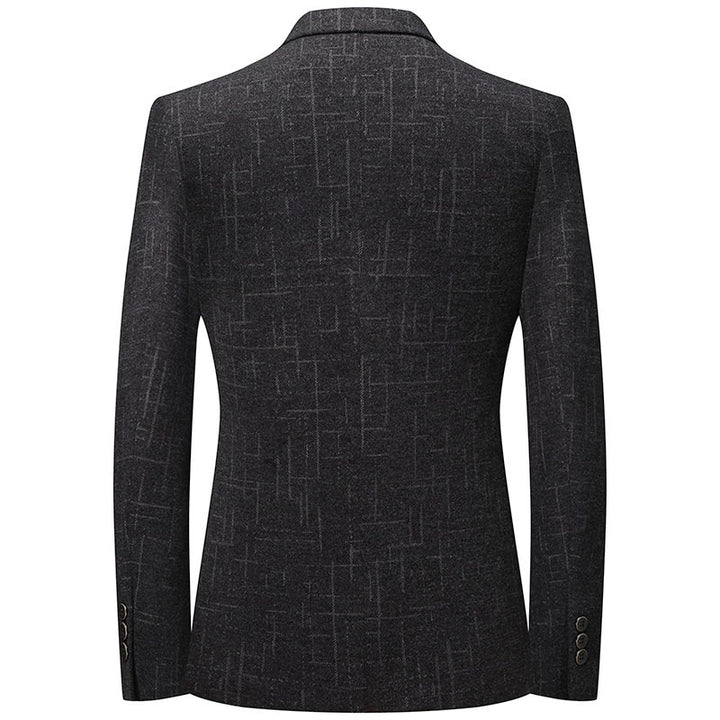 Men's Elegant Slim-Fit Blazer made of Wool Blend with Geometric Structure and Light Thermal Lining Mune Fashion