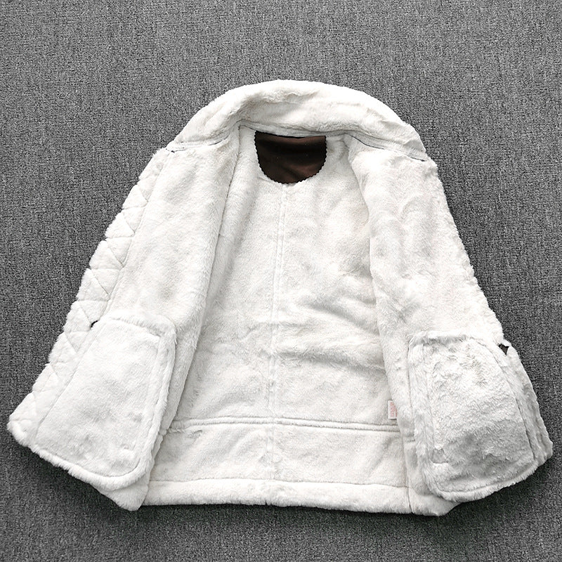 Men's padded pilot jacket made of suede leather imitation with teddy fur inner lining and zip Mune Fashion