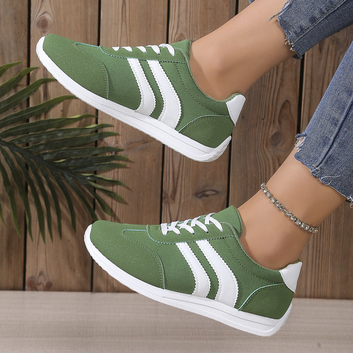 Women's lightweight retro canvas sneakers with padded insole, flexible outsole, and subtle stripe design Mune Fashion