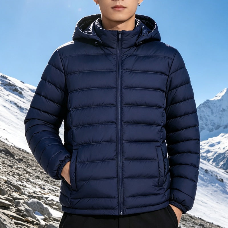 Men's padded lightweight hooded quilted jacket with thermal filling and full-length zipper Mune Fashion