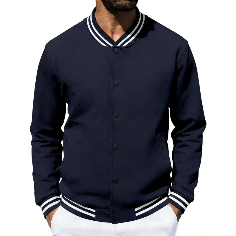 Men's varsity bomber jacket made of sweat with striped ribbed collar Mune Fashion