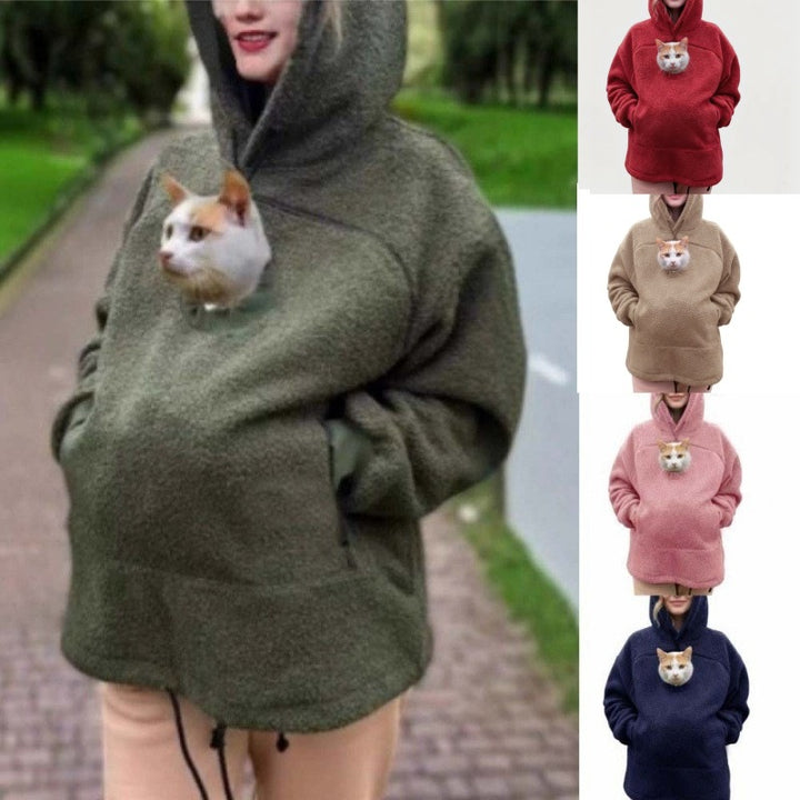Women’s hoodie with integrated cat cave and extra soft fleece Mune Fashion