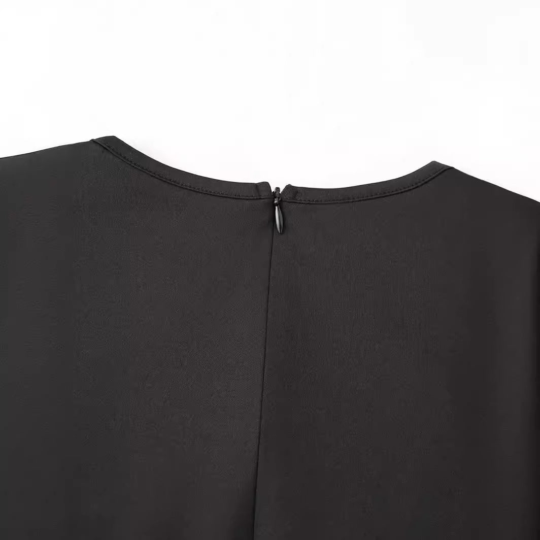 Women's plain A-line mini dress with long sleeves and concealed back zipper Mune Fashion