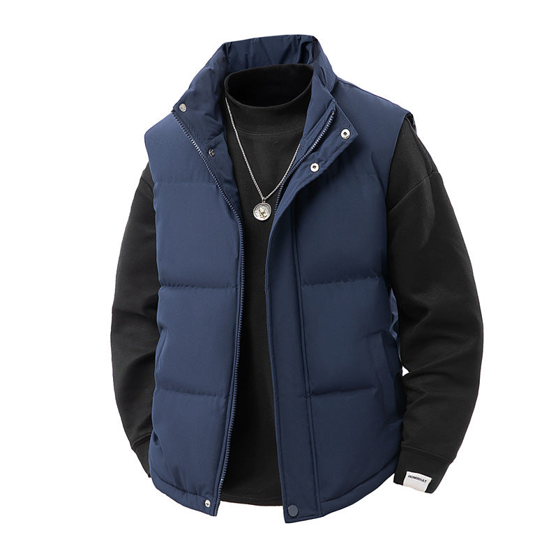 Men's stylish urban quilted vest in boxy cut with high collar and concealed two-way zipper Mune Fashion