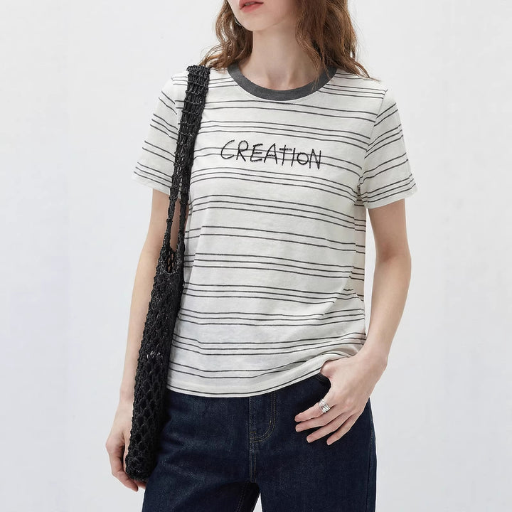 Damen Modernes Streifen-Shirt mit Rundhalsausschnitt Mune Fashion