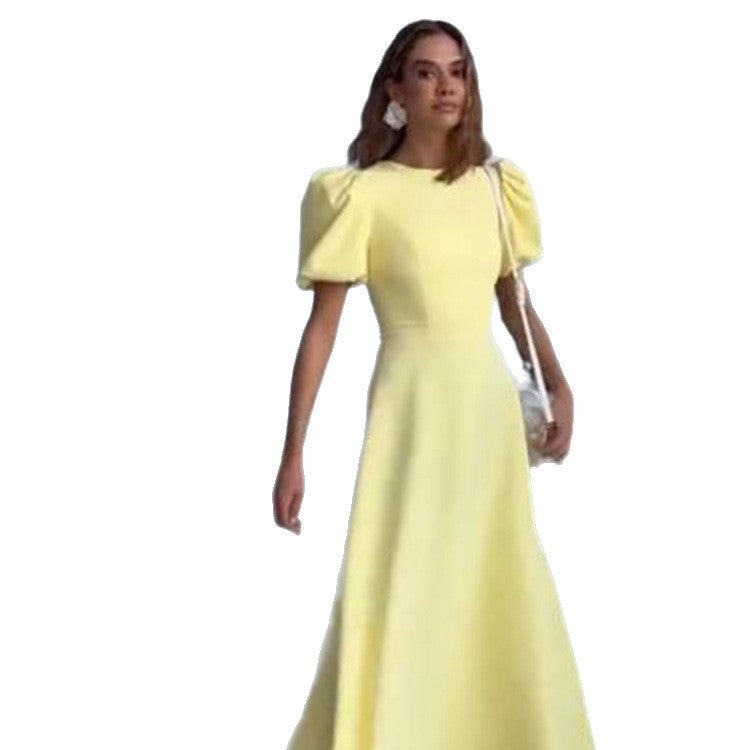Women’s midi dress with a tailored A-line and voluminous puff sleeves Mune Fashion