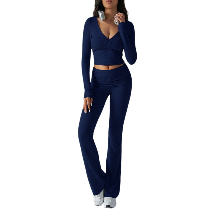Women's form-fitting yoga set with high waist and V-neck Mune Fashion