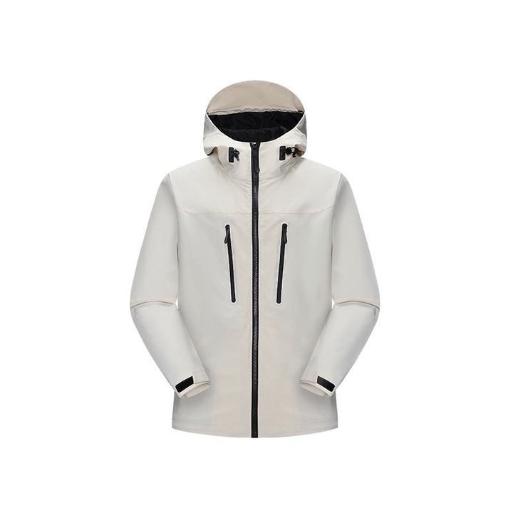 Damen Technische wasserfeste Softshell‑Regenjacke mit Kapuze, versiegelten Nähten und vertikalen Reißverschlusstaschen Mune Fashion