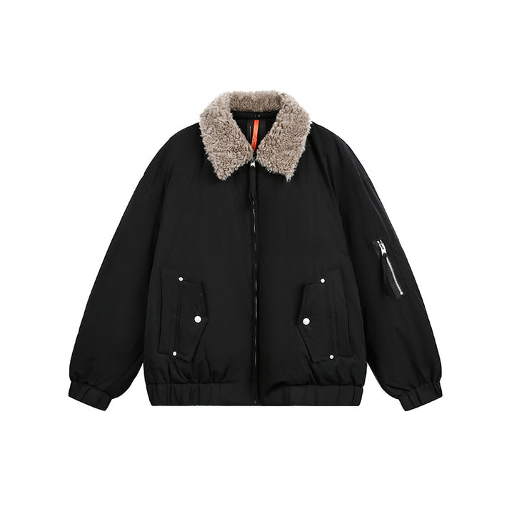 Men's Lined Bomber Jacket with Teddy Collar and Utility Pockets Mune Fashion