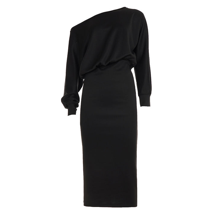 Women nan figure-hugging midi dress with batwing sleeves and tailored yoke Mune Fashion