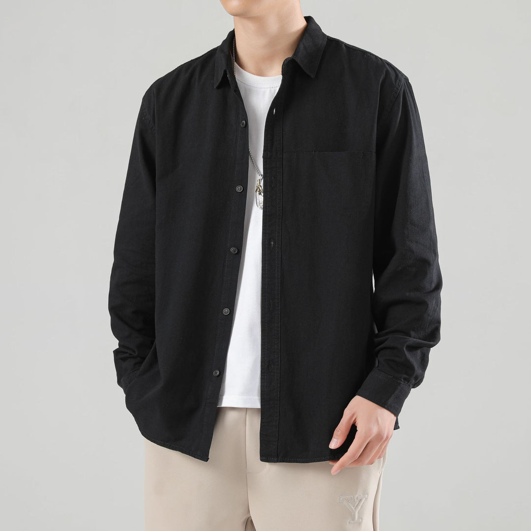 Men's Loose Cotton Overshirt with Chest Pocket and Light Texture Mune Fashion