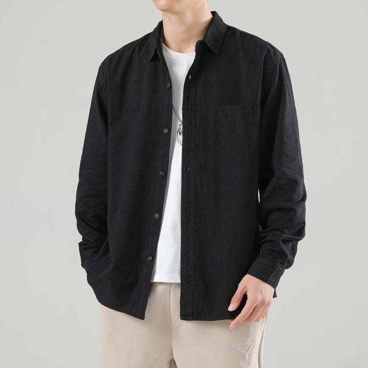 Men's Loose Cotton Overshirt with Chest Pocket and Light Texture Mune Fashion