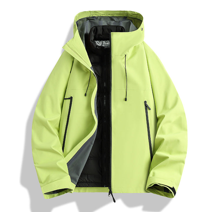 Men's Waterproof Softshell Outdoor Jacket with Adjustable Hood and Breathable Membrane Mune Fashion