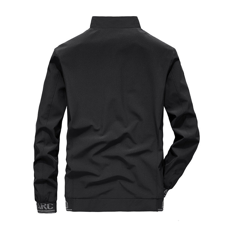 Men's softshell jacket with reflective inserts, water-repellent zip pockets, and high stand-up collar Mune Fashion