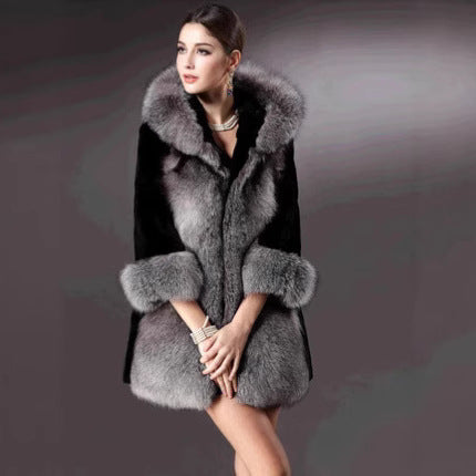 Ladies Hooded Short Coat with Full Fur Lining Mune Fashion