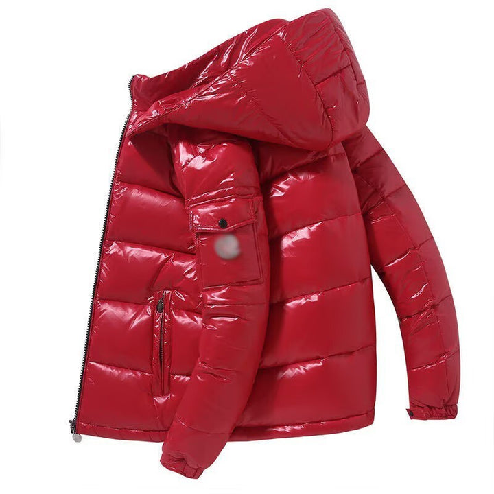 Men's Shiny Padded Hooded Jacket with Cargo Chest Pocket Mune Fashion