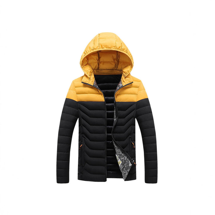 Men's ultra-light quilted hooded jacket with chevron quilting, windproof outer layer and thermal lining Mune Fashion