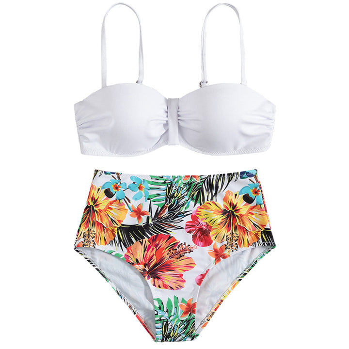 Women High-waisted Bikini with Elegant Gathering Mune Fashion