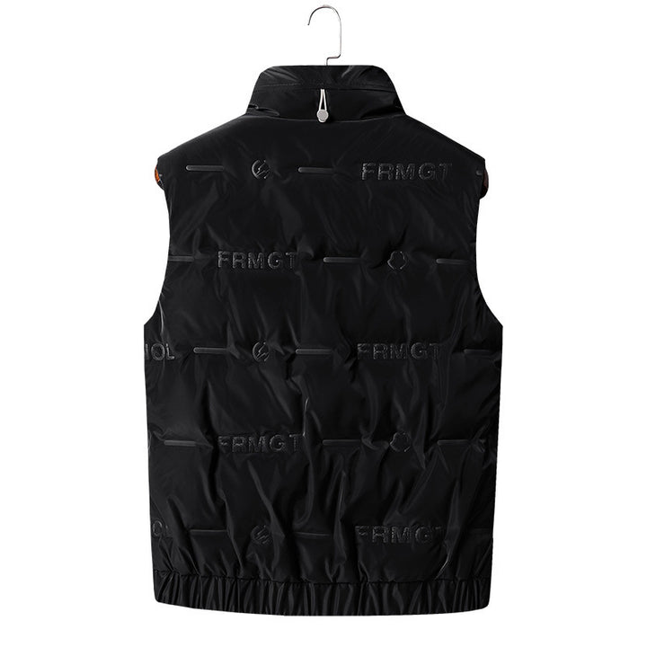 Men's padded quilted vest with high stand collar, windproof shell and concealed zipper Mune Fashion