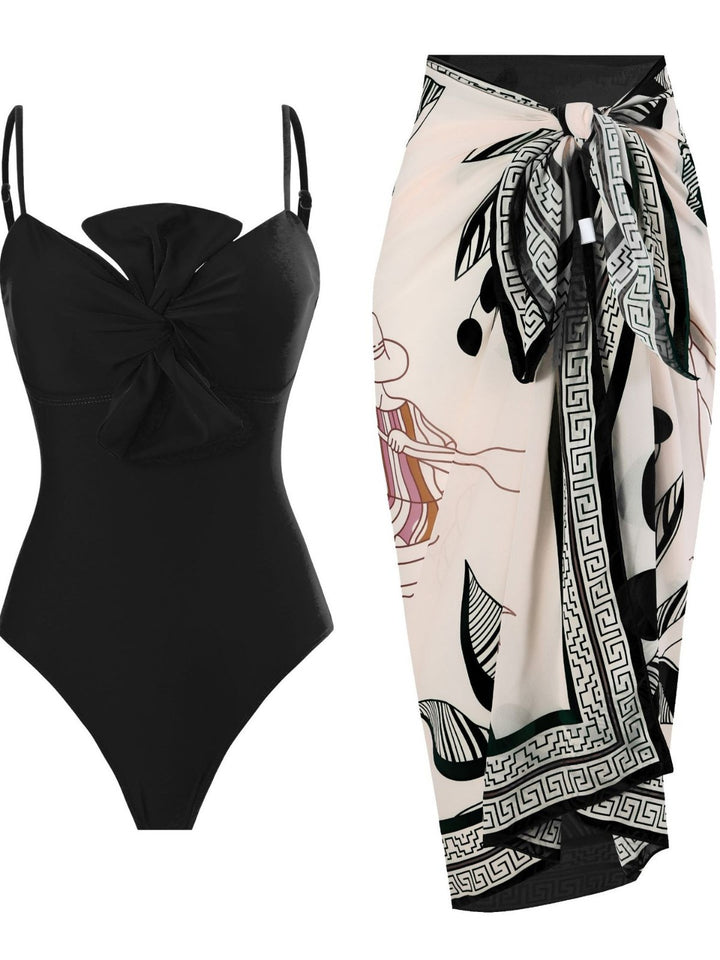Women's swimsuit with elegant wrap design and floral pareo Mune Fashion
