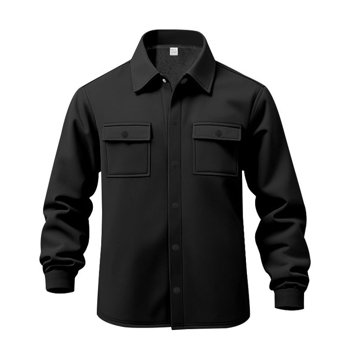 Men's unlined shirt jacket with fleece lining, patch chest pockets and snap button placket Mune Fashion