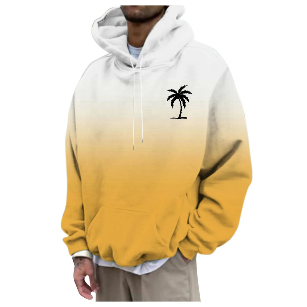 Unisex Trendy Oversized Hoodie with Gradient and Palm Motif Mune Fashion