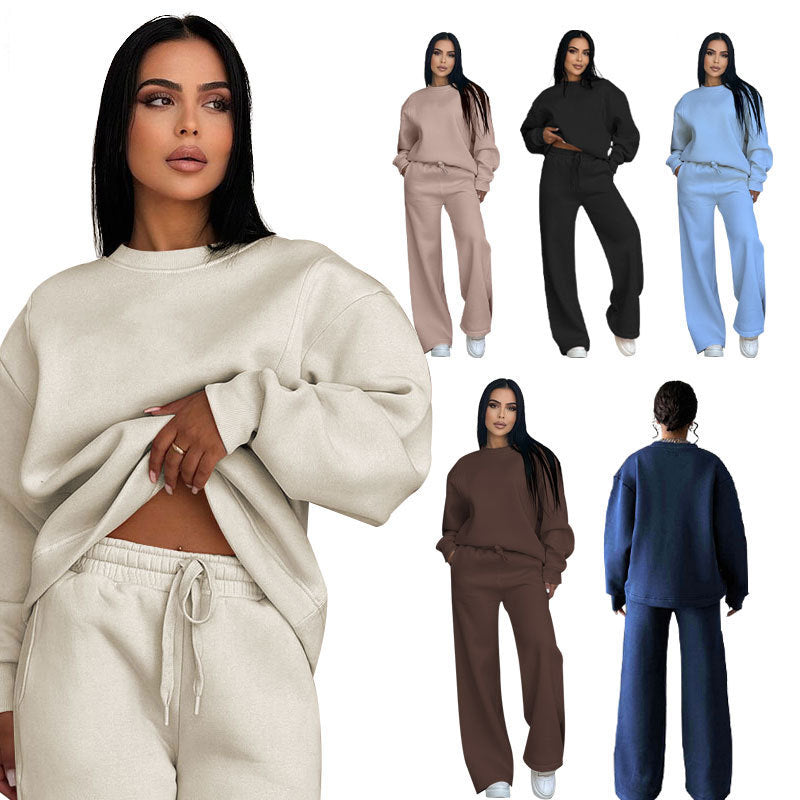 Women's Nano Lounge Set with Oversized Round Neck and High-Cut Jogging Pants with Wide Leg Mune Fashion