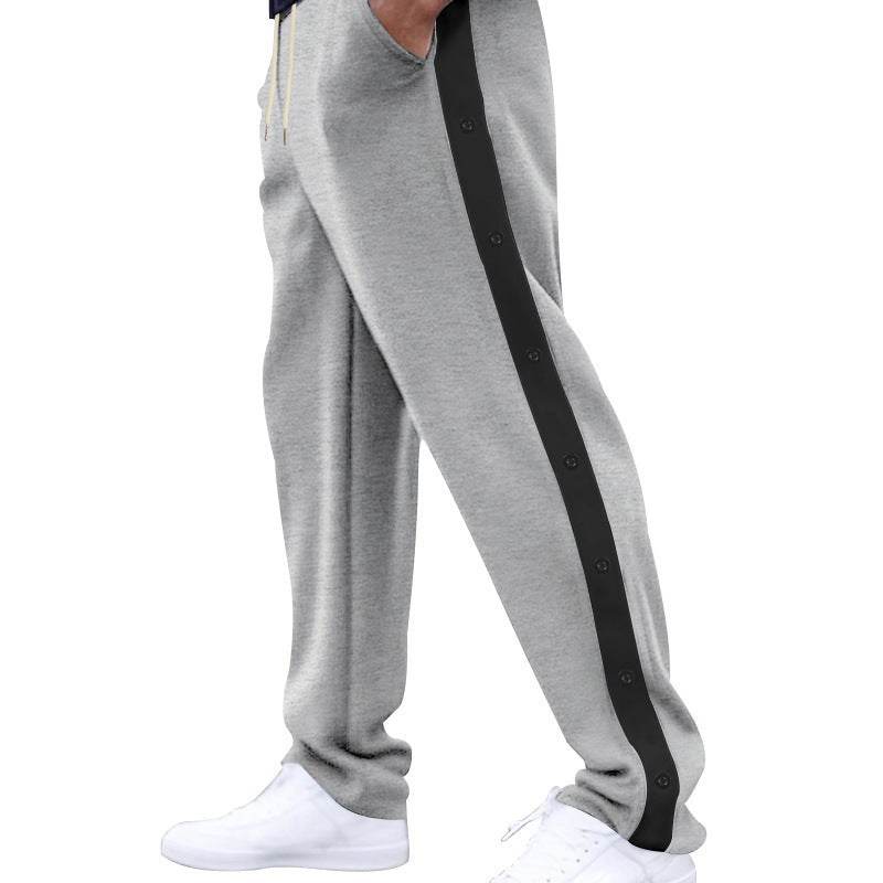 Men's relaxed fit joggers with snap button side stripe and elastic drawstring waistband Mune Fashion