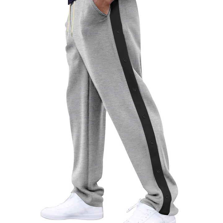 Men's relaxed fit joggers with snap button side stripe and elastic drawstring waistband Mune Fashion