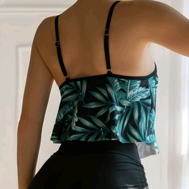 Women’s Sporty Tankini Set with Ruffles and Adjustable Straps Mune Fashion