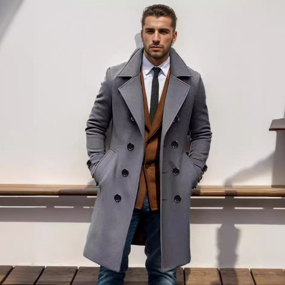 Men's double-breasted wool coat with wide lapels and fitted silhouette Mune Fashion