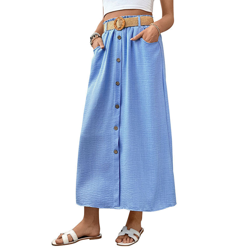 Women Elegant Maxi Skirts with Button Details Mune Fashion