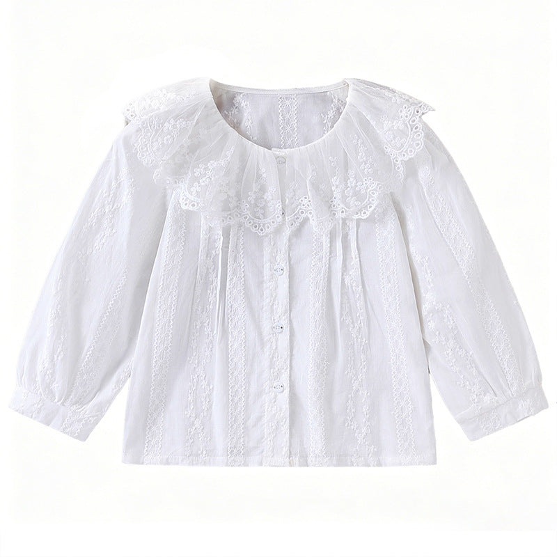 Girl's blouse with romantic lace collar and intricate design Mune Fashion