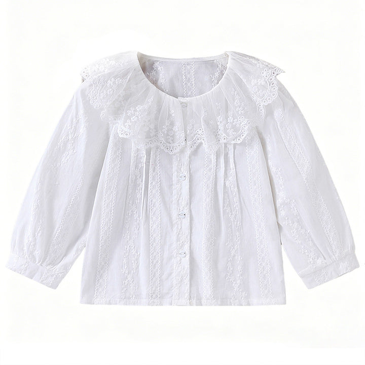 Girl's blouse with romantic lace collar and intricate design Mune Fashion
