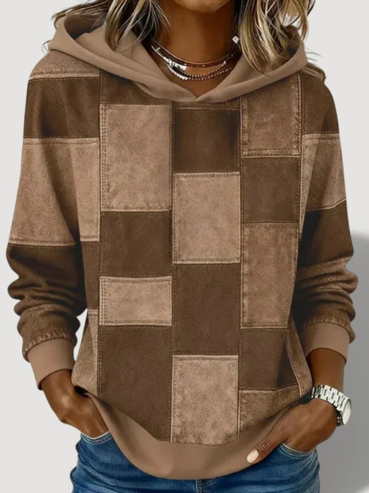 Women's Fashion Hoodie with Patchwork Design