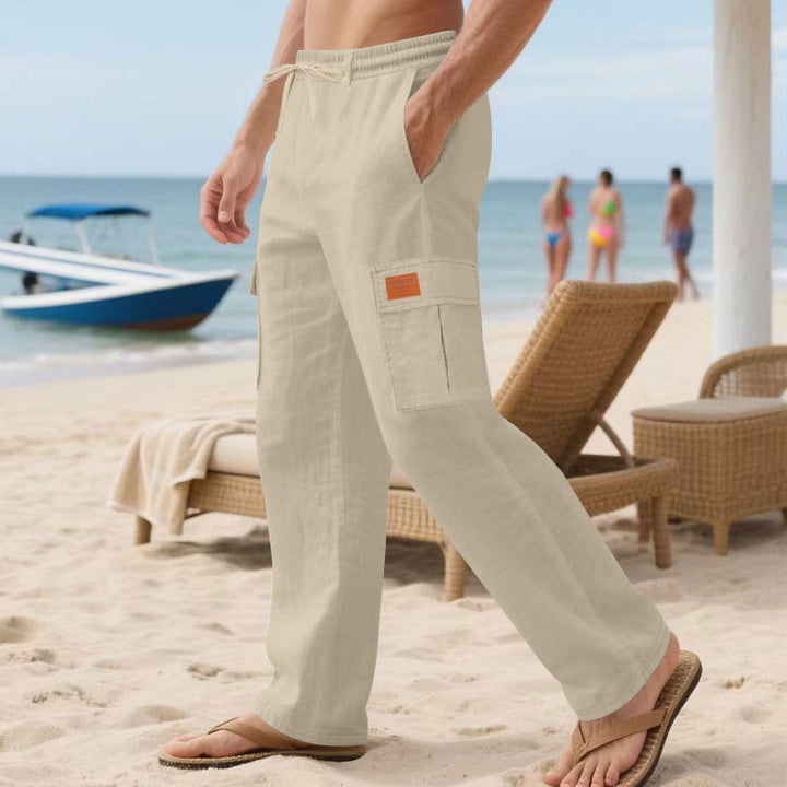 Men's nan maritime beach cargo pants in relaxed fit with elastic drawstring waistband Mune Fashion