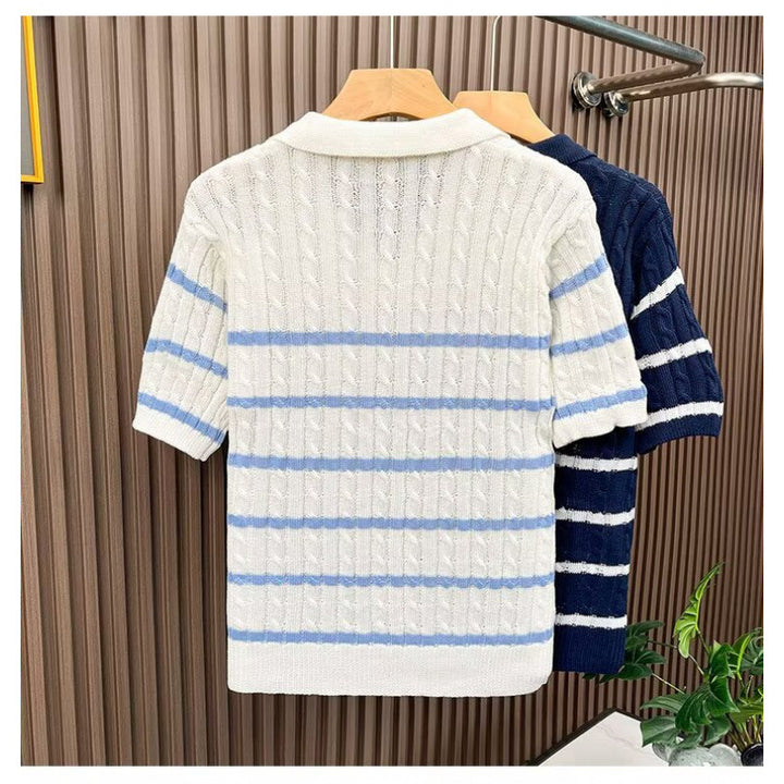 Men's short sleeve sweater with structured knit Mune Fashion