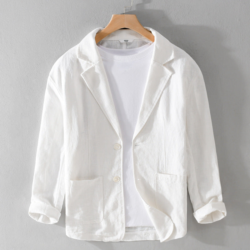 Men's casual linen blazer with classic button placket and patch pockets Mune Fashion