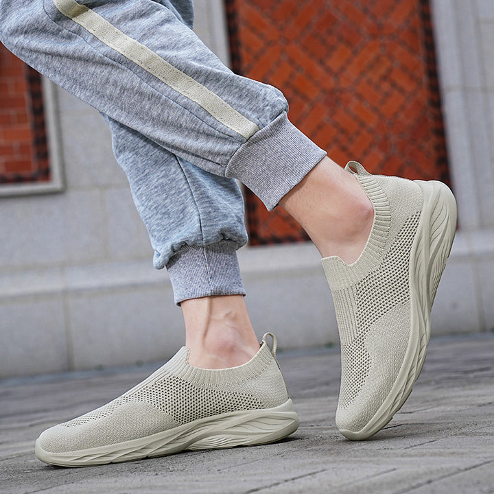 Unisex nan elastic knitted slip-on shoe with ergonomic cushioning sole and heel tab Mune Fashion