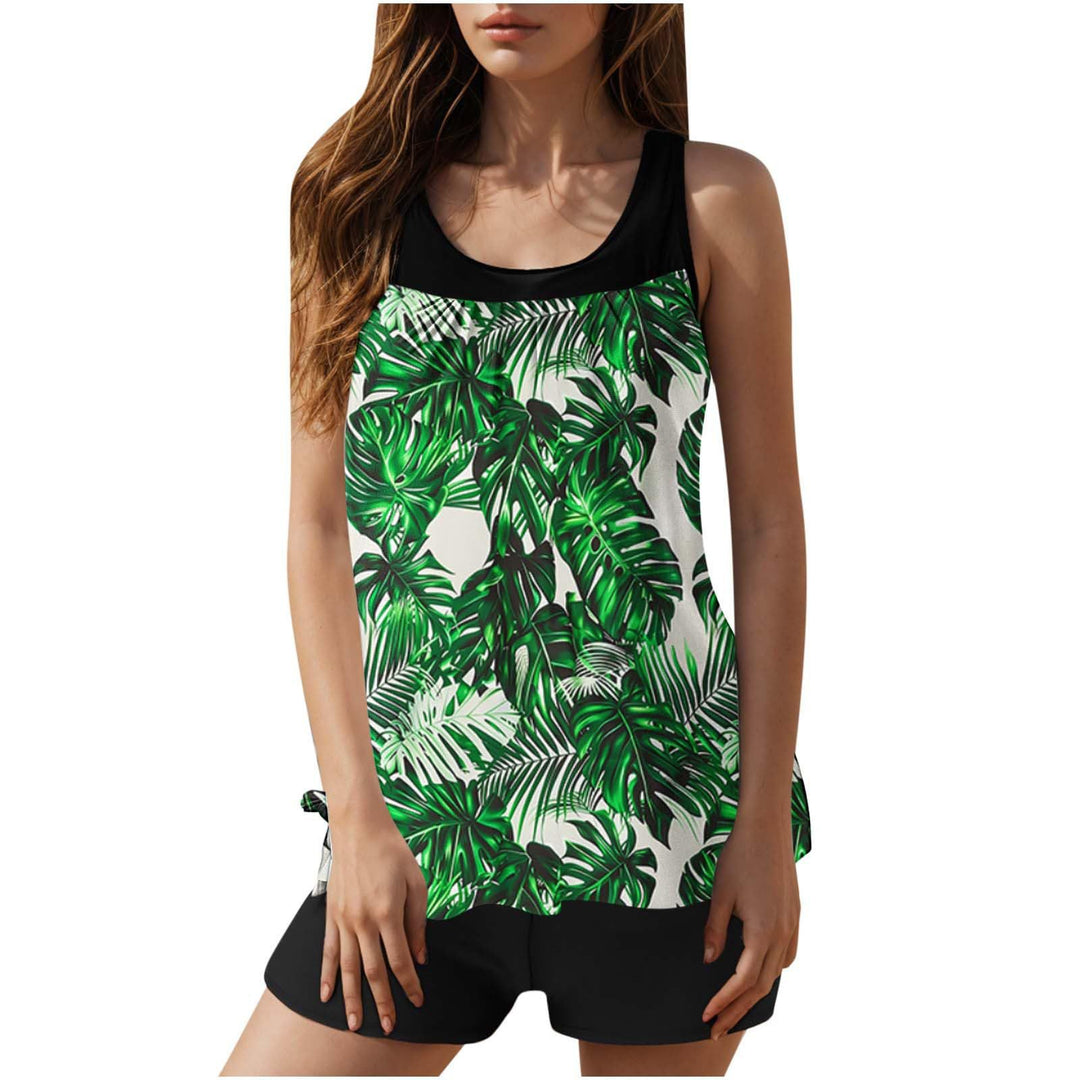Women’s bathing set with fashionable leaf design and comfortable shorts Mune Fashion