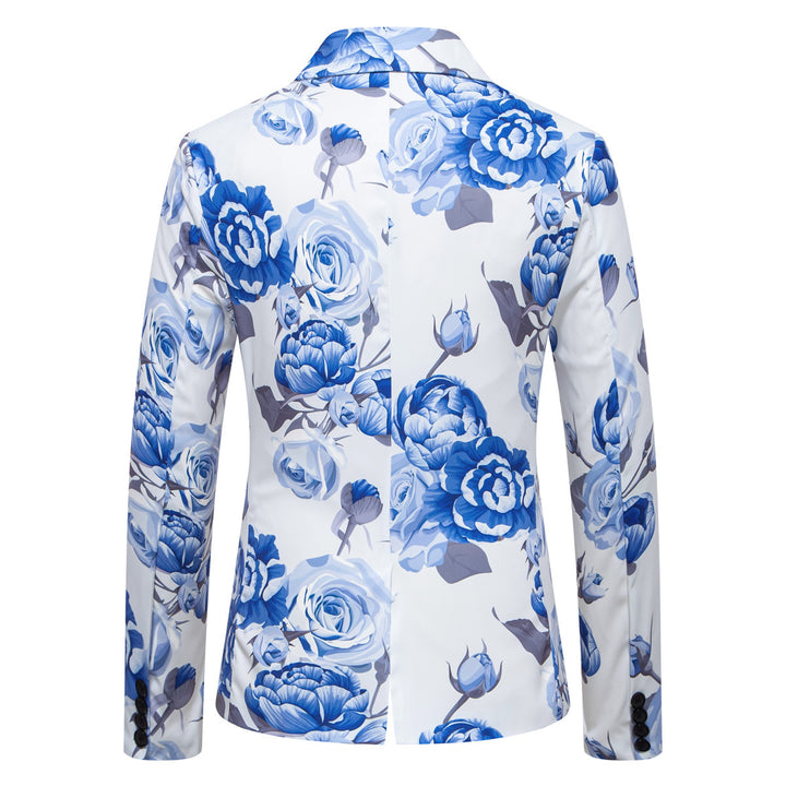 Men's Slim-Fit Blazer with all-over floral print and narrow lapel Mune Fashion