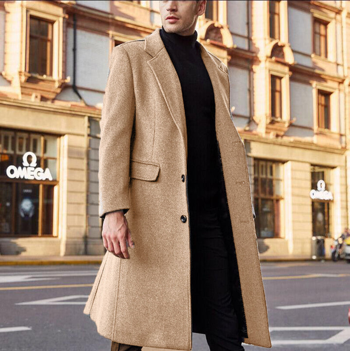 Men's Elegant Single-Breasted City Coat with Notched Collar and Flap Pockets Mune Fashion