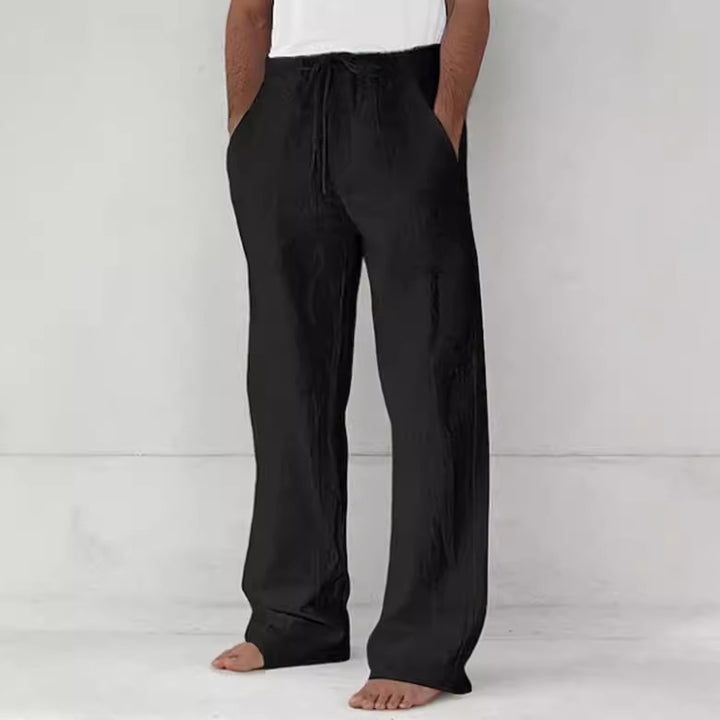 Men's light Relax Chino made of linen blend with loose leg, drawstring waistband and side pockets Mune Fashion