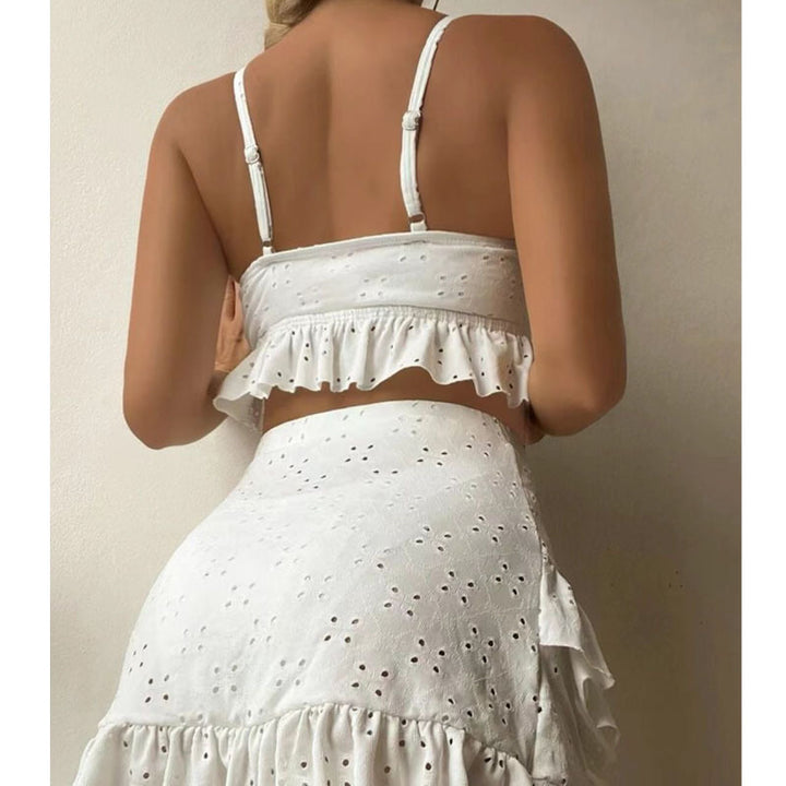 Women's Crop Top and Ruffle Short Set Mune Fashion